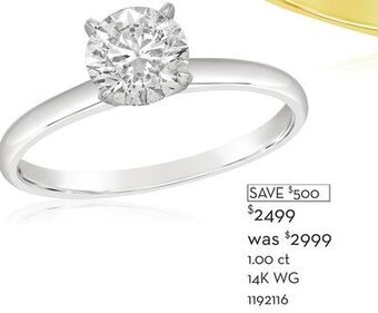 Charm Diamond 14k white gold lab grown 1.00ct diamond solitaire ring offer