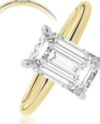 Charm Diamond Chemistry 14k yellow gold lab grown 1.57ctw emerald cut diamond ring offer