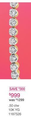 Charm Diamond 10k yellow gold 0.50ctw diamond tennis bracelet offer