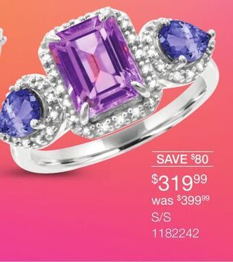 Charm Diamond Sterling silver amethyst, tanzanite & diamond ring offer
