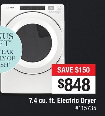 Bad Boy Superstore 7.4 cu. ft. electric dryer offer