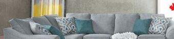 Bad Boy Superstore Fabric sectional with accent pillows offer