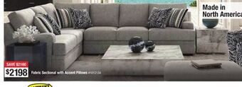 Bad Boy Superstore Fabric sectional with accent pillows offer
