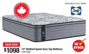 Bad Boy Superstore Sealy 13 watford queen euro top mattress offer