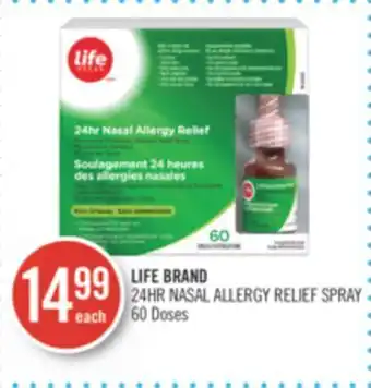 Shoppers Drug Mart Life brand 24hr nasal allergy relief spray offer