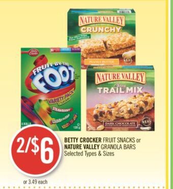 Shoppers Drug Mart Betty crocker fruit snacks or nature valley granola bars offer