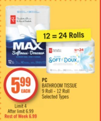 Shoppers Drug Mart Pc bathroom tissue offer
