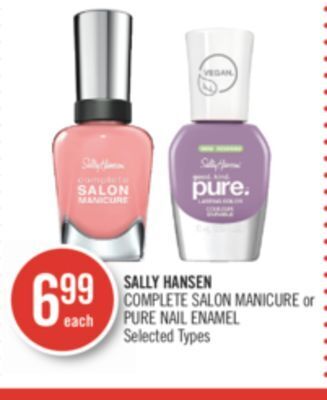 Shoppers Drug Mart Sally hansen complete salon manicure or pure nail enamel offer