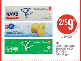 Shoppers Drug Mart Pc soda or blue menu sparkling water offer