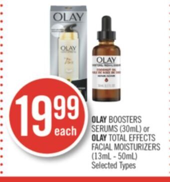 Shoppers Drug Mart Olay boosters serums (30ml) or olay total effects facial moisturizers (13ml - 50ml) offer