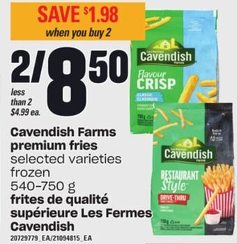 Independent City Market Cavendish farms premium fries, 540-750 g offer
