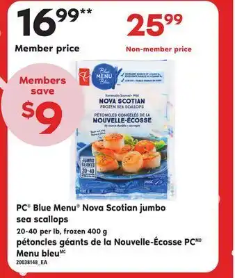 Independent City Market Blue menu® nova scotian jumbo sea scallops, 20-40 per lb, 400 g offer