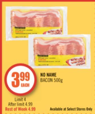 Shoppers Drug Mart Each no name bacon offer