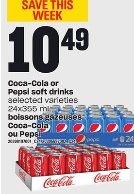 Independent City Market Coca-cola or pepsi soft drinks, 24x355 ml offer