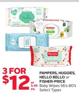 Rexall Pampers, huggies, hello bello or fisher-price baby wipes offer