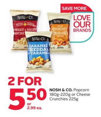 Rexall Nosh & co. popcorn 180g-220g or cheese crunchies 225g offer