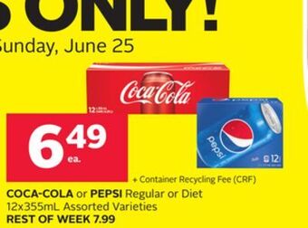 Rexall Coca-cola or pepsi regular or diet offer