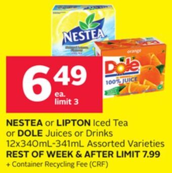 Rexall Nestea or lipton iced tea or dole juices or drinks offer