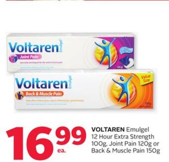 Rexall Voltaren emulgel 12 hour extra strength 100g, joint pain 120g or back & muscle pain 150g offer