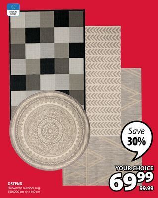 JYSK Ostend flatwoven outdoor rug offer
