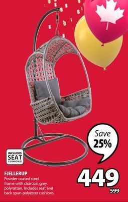 JYSK Fjellerup powder coated steel frame with charcoal grey polyrattan offer