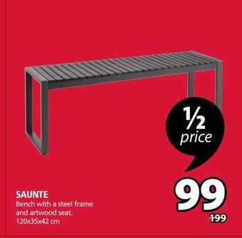 JYSK Saunte bench with a steel frame and artwood seat offer