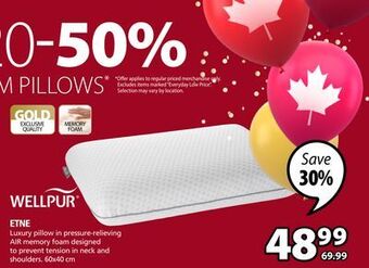 JYSK Etne luxury pillow in pressure-relieving air memory foam designed to prevent tension in neck and shoulders offer