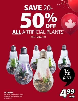 JYSK Oldenor led bulb with artificial plant offer