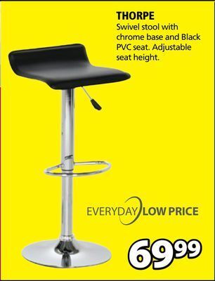 JYSK Thorpe swivel stool with chrome base and black pvc seat offer