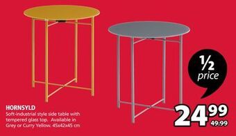 JYSK Hornsyld soft-industrial style side table with tempered glass top offer