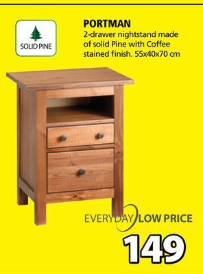 JYSK Portman 2 drawer nightstand offer