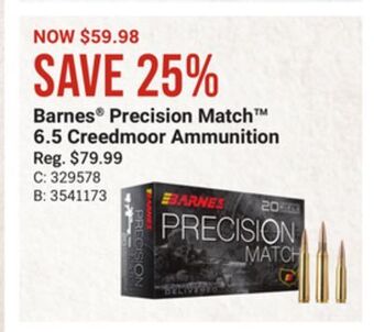 Barnes® precision match™ 6.5 creedmoor ammunition
