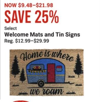 Bass Pro Select welcome mats and tin signs offer