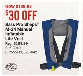 Bass Pro Bass pro shops® m-24 manual inflatable life vest offer