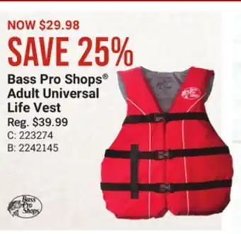 Bass Pro Bass pro shops adult universal life vest offer