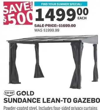 Co-op CO-OP GOLD SUNDANCE LEAN-TO GAZEBO offer