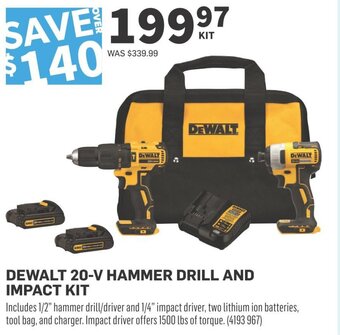 Co-op DEWALT 20-V HAMMER DRILL AND IMPACT KIT offer