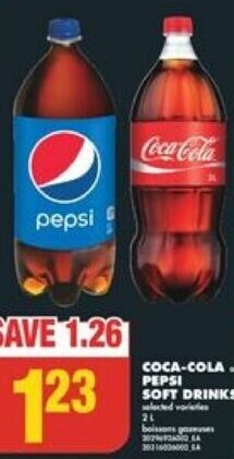 No Frills COCA-COLA PEPSI SOFT DRINKS 2L offer