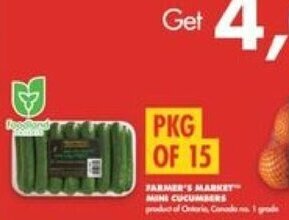 No Frills FARMER'S MARKET MINI CUCUMBERS PKG OF 15 offer