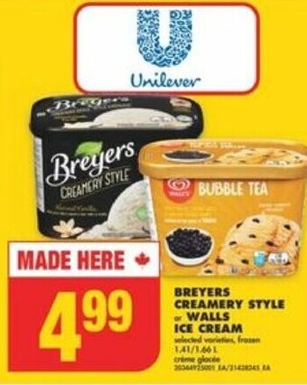 No Frills BREYERS CREAMERY STYLE or WALLS ICE CREAM offer