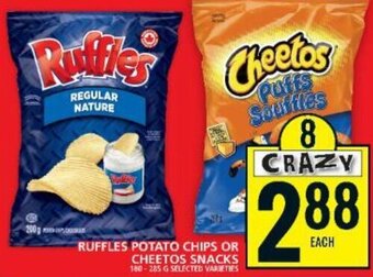 Food Basics RUFFLES POTATO CHIPS OR CHEETOS SNACKS offer