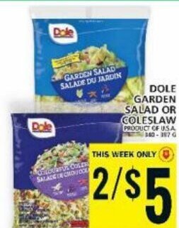 Food Basics DOLE GARDEN SALAD OR COLESLAW offer