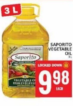 Food Basics SAPORITO VEGETABLE OIL 3L offer