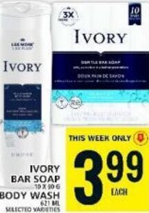 Food Basics IVORY BAR SOAP 19 X 90 G BODY WASH 621 ML offer