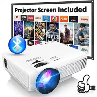 Amazon 2023 projector with 100'' projector screen, mini projector bluetooth, latest 7500 lumens 1080p full hd outdoor movie projecto offer