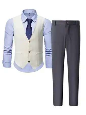 SheIn Manfinity mode men button front 1pc waistcoat & 1pc suit pants offer