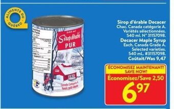 Walmart Decacer maple syrup offer