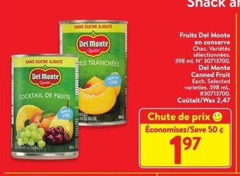 Walmart Del monte canned fruit offer