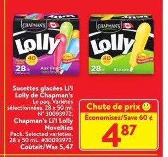 Walmart Chapman's Li'l lolly novelties offer