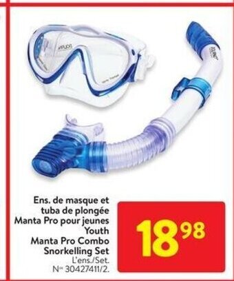 Walmart Youth manta pro combo snorkelling set offer